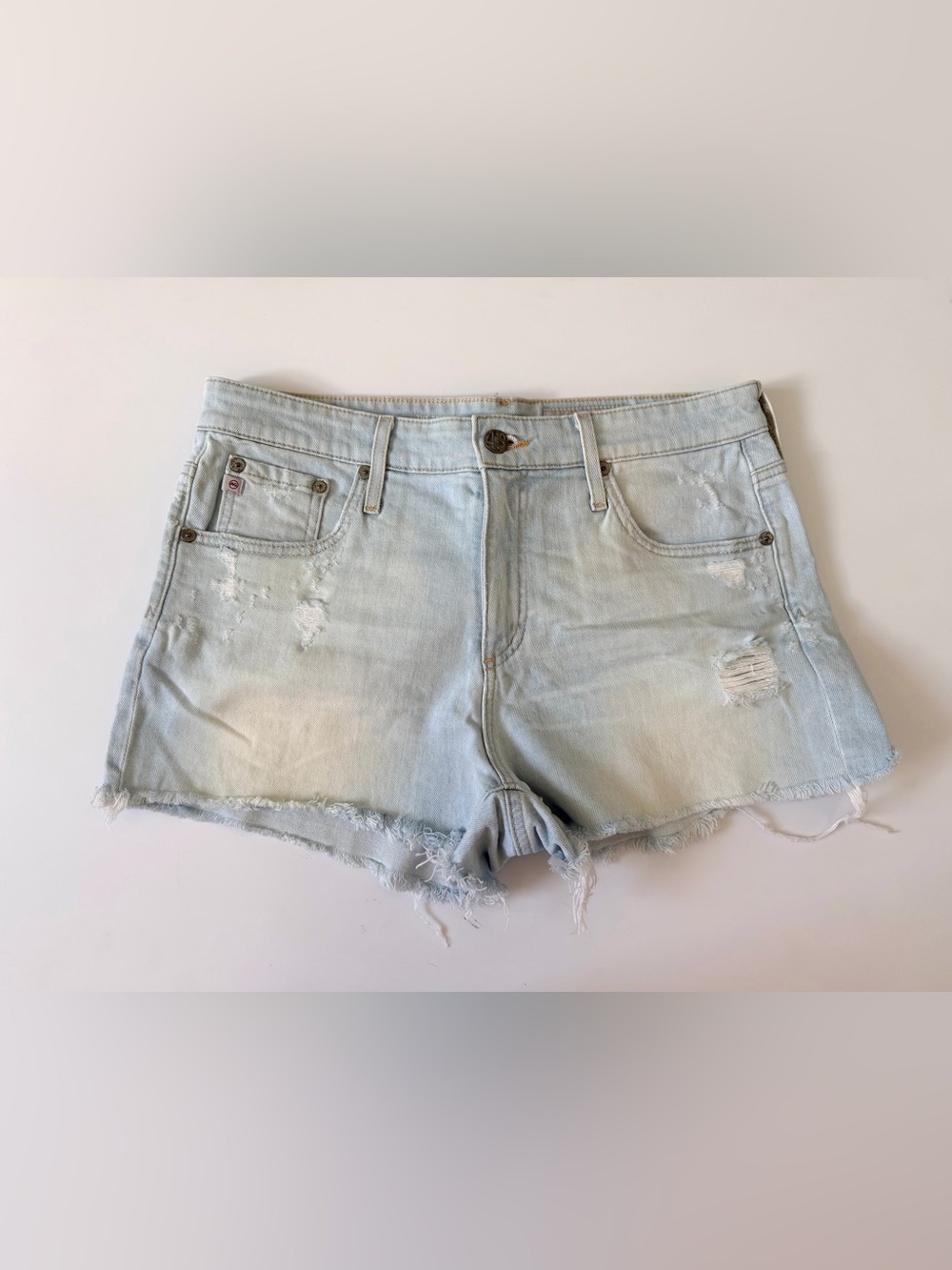 AG The Bryn Ex-Boyfriend Cut Off Distressed Denim Shorts Size 28 - Picture 3 of 7